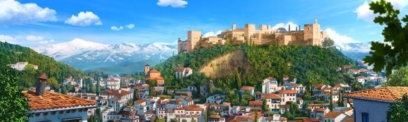 Alhambra view Granada Spain from Tadeo Jones film  