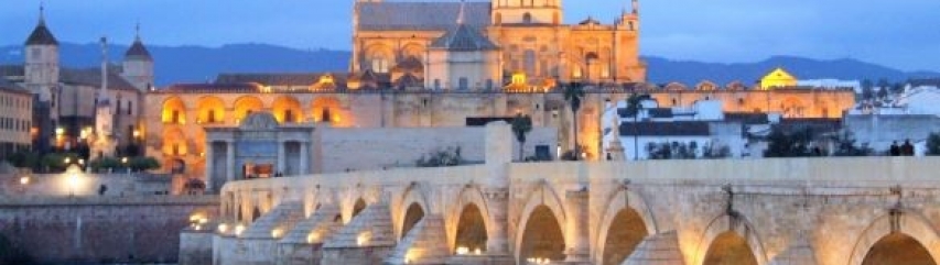 Roman bridge and Mezquita in Cordoba Andalucia highlights 