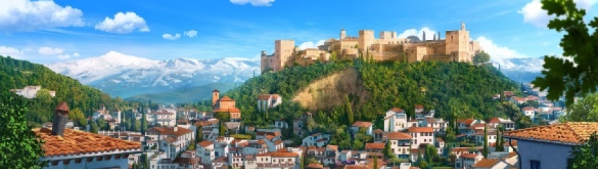 Alhambra view Granada Spain from Tadeo Jones film  