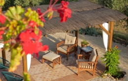 Outdoor lounge terrace Casa Olea boutique hotel Spain 