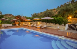 Pool at sunset Casa Olea boutique hotel Spain 